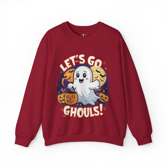 Let's Go Ghouls: Cute Halloween Sweatshirt Sweatshirt Printify S Cardinal Red