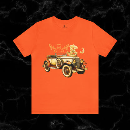 Vintage Car Enthusiast T-Shirt - Classic Wheels and Timeless Appeal for Automotive Enthusiast T-Shirt Orange S 