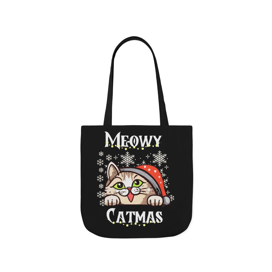 Funny Meowy Catmas Tote Bag Accessories Printify 16" × 16'' Black