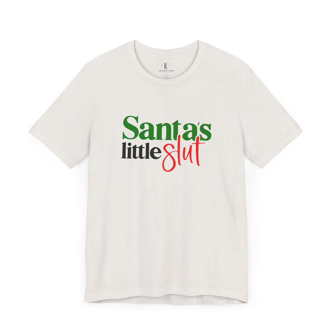 Santa's Little Slut Tee - Provocative Christmas T-Shirt Printify Vintage White XS