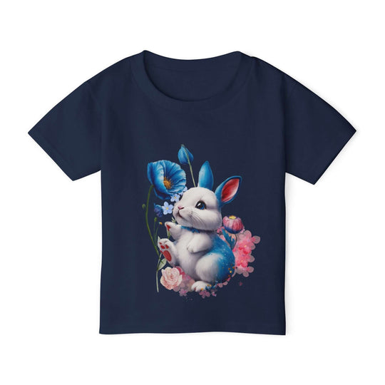 Toddler T-shirt Bunny and Flower Illustration Kids clothes Printify Navy 2T