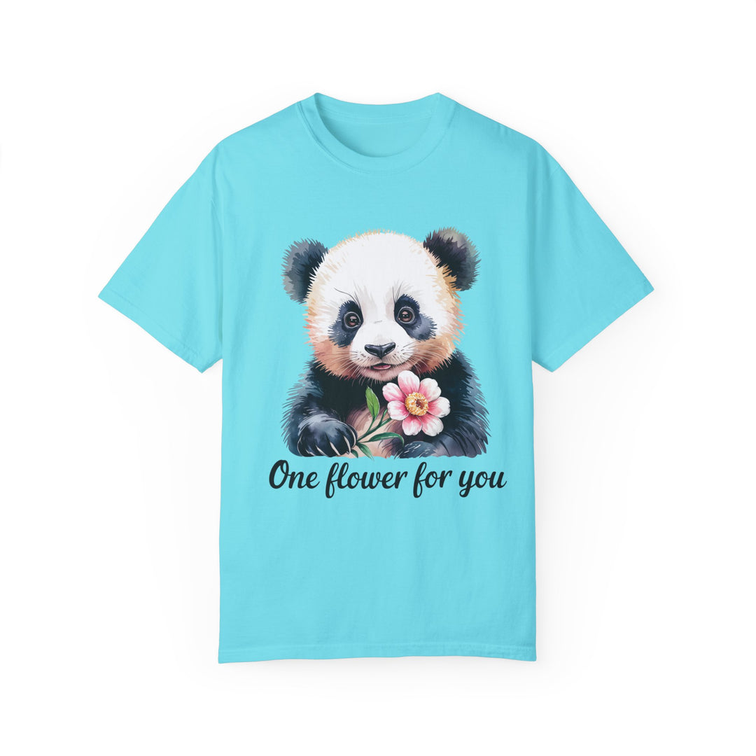 Panda Flower T-shirt T-Shirt Printify Lagoon Blue S