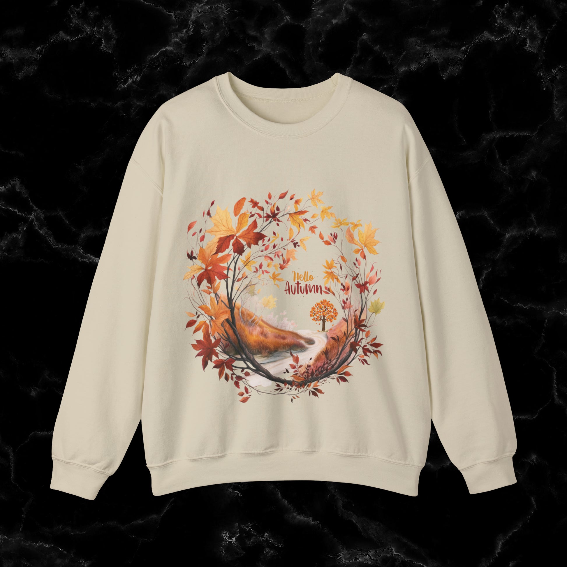 Hello Autumn Sweatshirt | Fall Design | Fall Seasonal Sweatshirt | Beauty Of Autumn Sweatshirt S Sand 