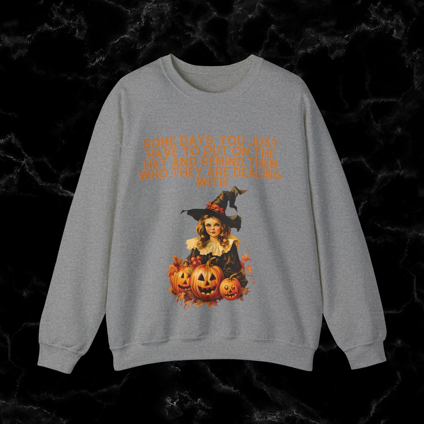 Witchy Vibes with Witch Quote Halloween Sweatshirt - Perfect for Her Sweatshirt S Graphite Heather 