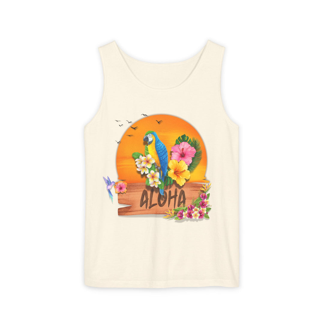 Tropical Parrot Aloha Tank Top Tank Top Printify Ivory S