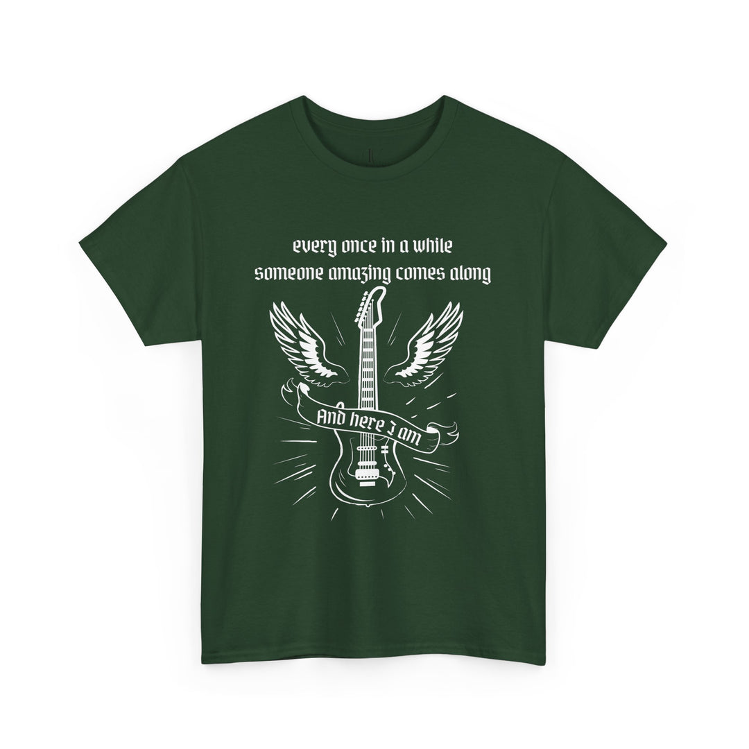 Unisex Tee - Rock n' Roll Guitar Wing - 'EVERY ONCE' T-Shirt Printify Forest Green S