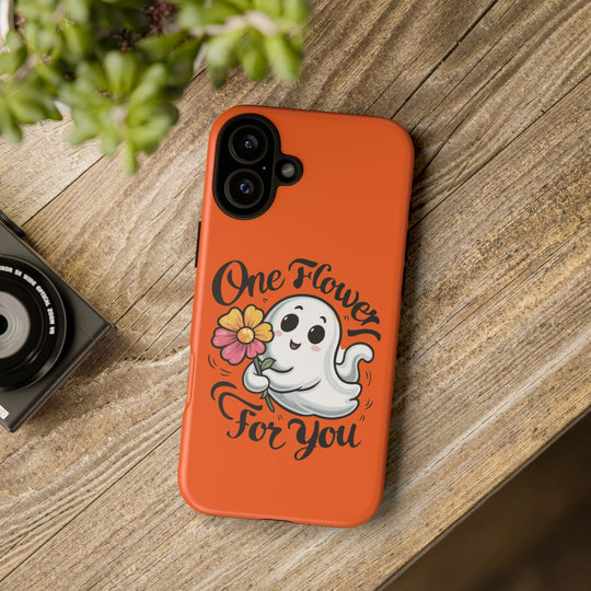 Phone Case - Cute Ghost Holding Flower Phone Case Printify iPhone 16 Plus Matte