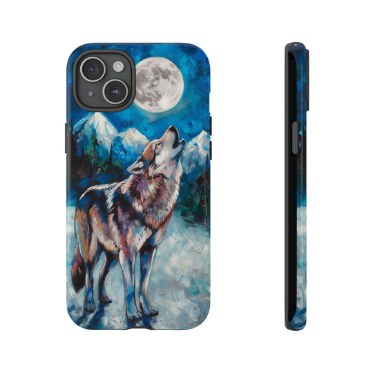 Wolf Howling Tough Case - Impressionist Style Phone Case Printify iPhone 15 Plus Glossy