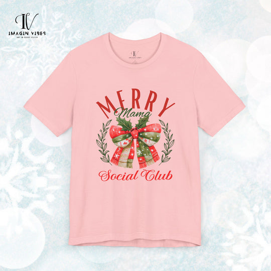 Christmas Unisex Tee - Festive & Feminine 'Merry Mama' Design