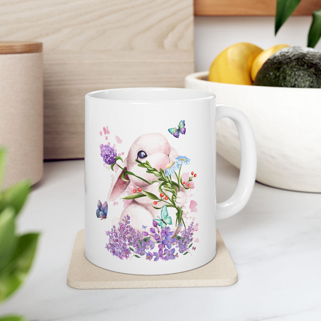 Ceramic Mug Cute Bunny with Flowers
