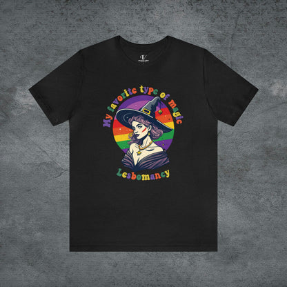Halloween LGBT T-Shirt | Gay Witch Shirt - Spooky and Proud Tee - LGBT Halloween Shirt - Lesbian Halloween T-Shirt Solid Black Blend XS 
