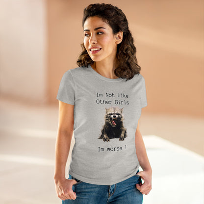 Funny Angry Raccoon T-Shirt | Im Not Like Other Girls T-Shirt Ash S 