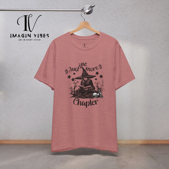 "Just One More Chapter" Witch Tee: Spooky & Bookish Halloween Shirt T-Shirt Heather Mauve XS 