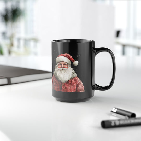 Boho Watercolor Santa Black Mug