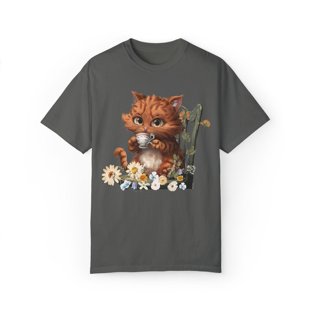 Cat Tea Time T-shirt T-Shirt Printify Pepper S