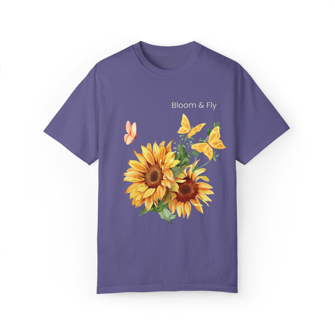 Sunflower T-shirt - Bloom & Fly Nature-Inspired Tee T-Shirt Printify Grape S