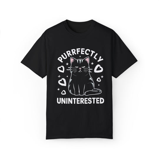 Cat Cartoon Unisex T-shirt - Purrfectly Uninterested T-Shirt Printify Black S