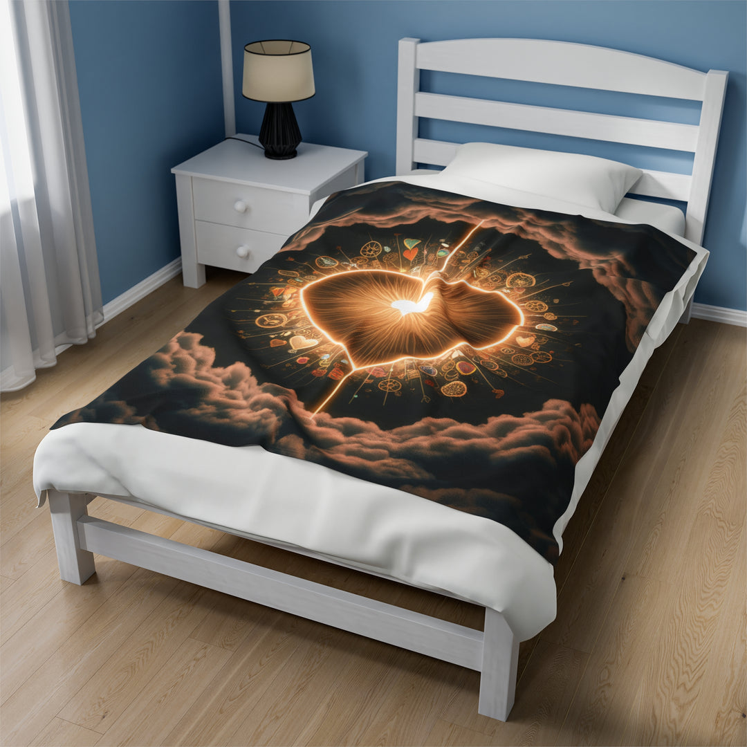 Velveteen Plush Blanket - Celestial Heart All Over Prints Printify