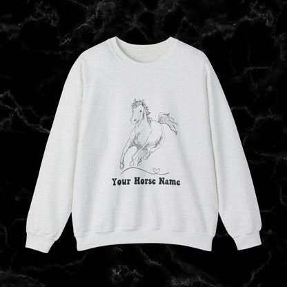 Personalized Horse Sweatshirt - Gift for Horse Owner, Perfect for Christmas, Birthdays, and Equestrian Enthusiasts - Wrap Up Warmth and Personal Connection with this Thoughtful Horse Lover's Gift Sweatshirt S Ash 