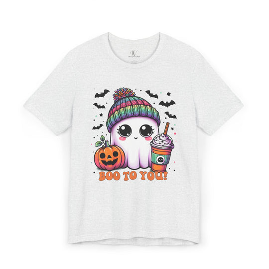 Cute Ghost Boo to You Halloween T-Shirt T-Shirt Printify Ash XS