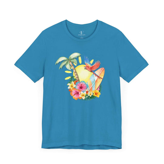 Dreamy Watercolor Tropical Paradise Unisex Tee T-Shirt Printify Aqua XS