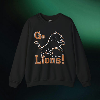 Detroit Football Team Sweatshirt | Go Lions | Old Detroit Sweatshirt S Black 