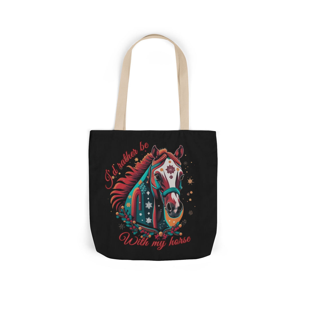 I'd Rather Be With My Horse Christmas Tote Bag Accessories Printify 16" × 16'' Beige