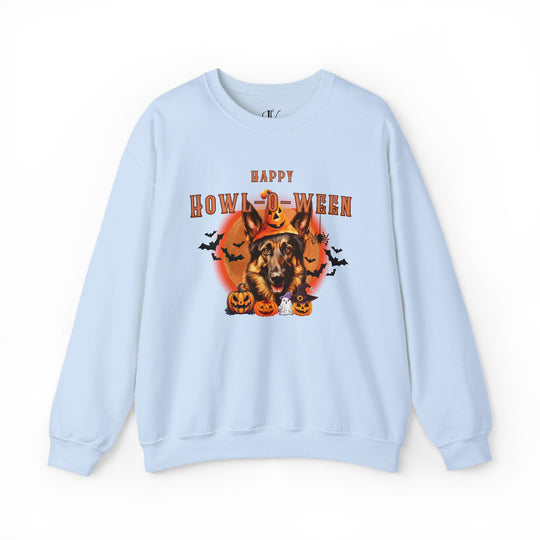 Howl-oween German Shepherd Sweatshirt: Spooky Dog Shirt for Dog Lovers Sweatshirt Printify S Light Blue