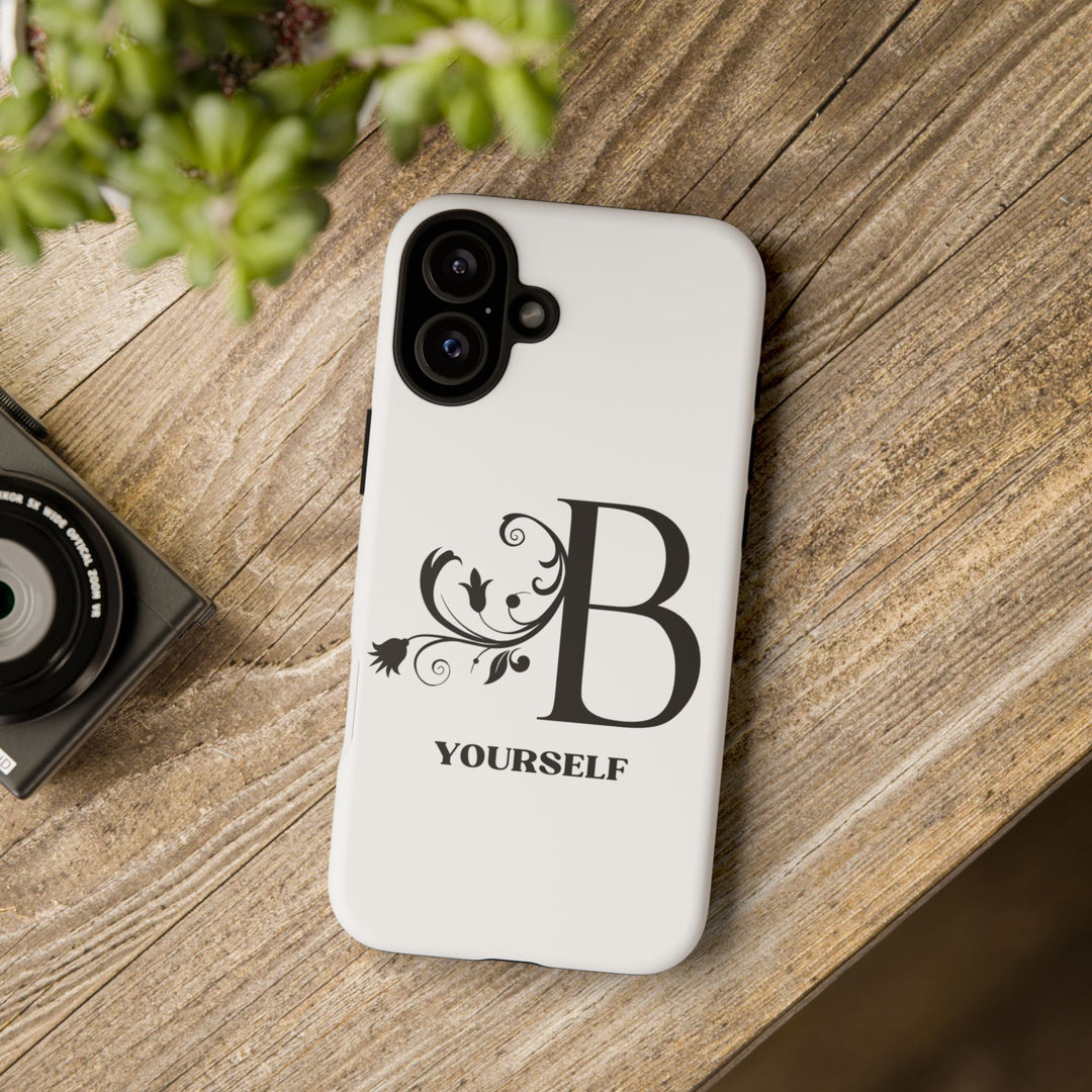 Floral Initial Tough Case - Be Yourself Phone Cover Phone Case Printify iPhone 16 Plus Matte