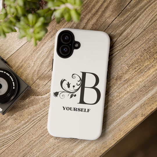 Floral Initial Tough Case - Be Yourself Phone Cover Phone Case Printify iPhone 16 Plus Matte