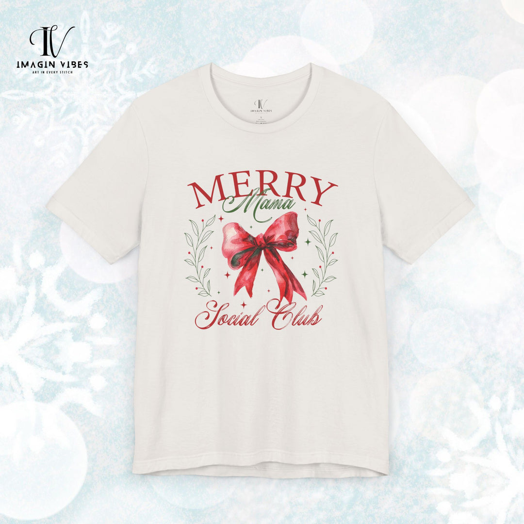 Merry Mama Social Club: Coquette Bow Christmas T-Shirt