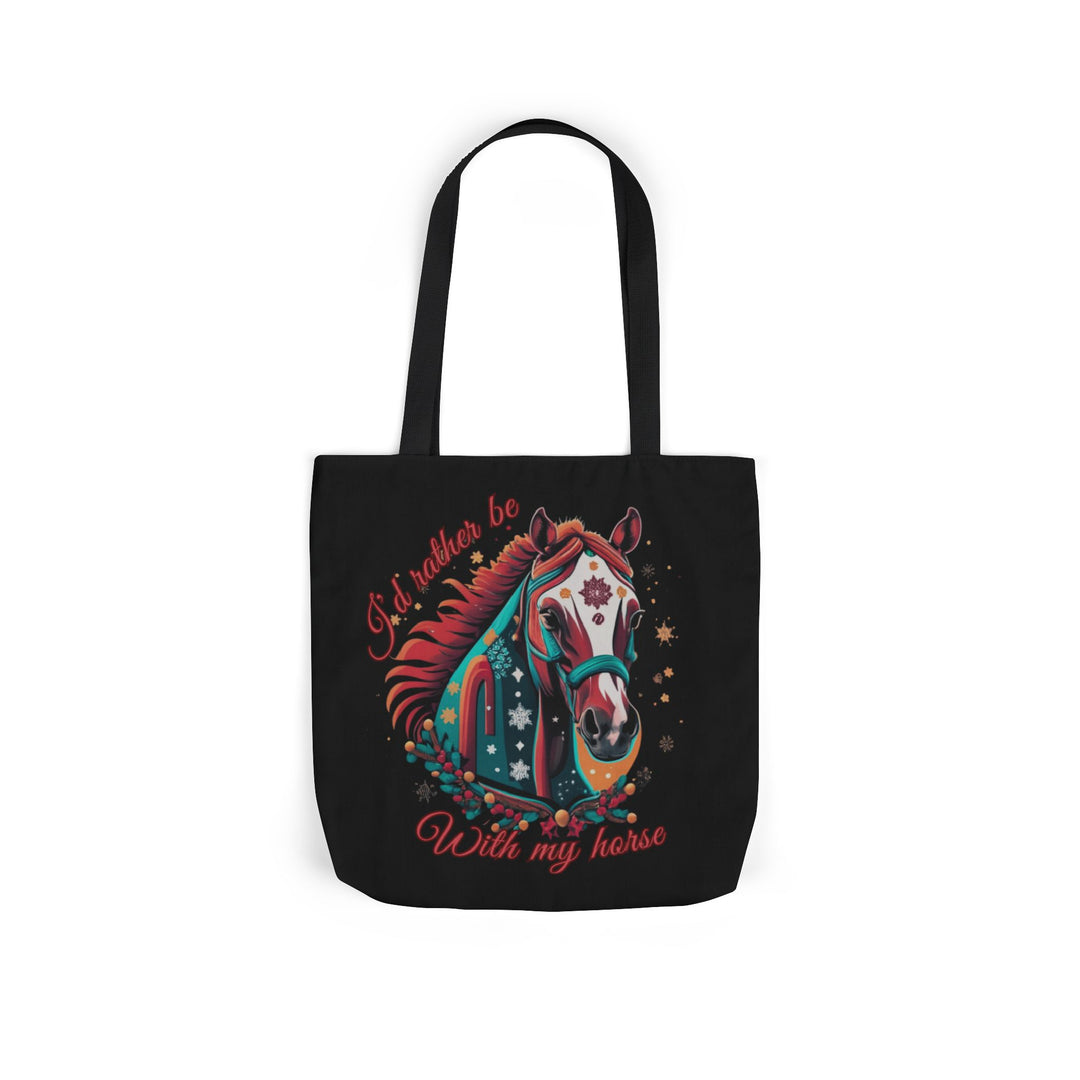 I'd Rather Be With My Horse Christmas Tote Bag Accessories Printify 16" × 16'' Black