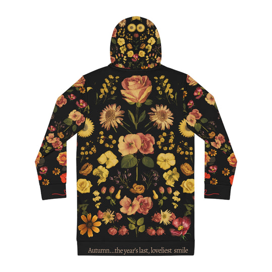 Botanical Vintage Women's Hoodie Dress - 'Autumn the year's last, loveliest smile'