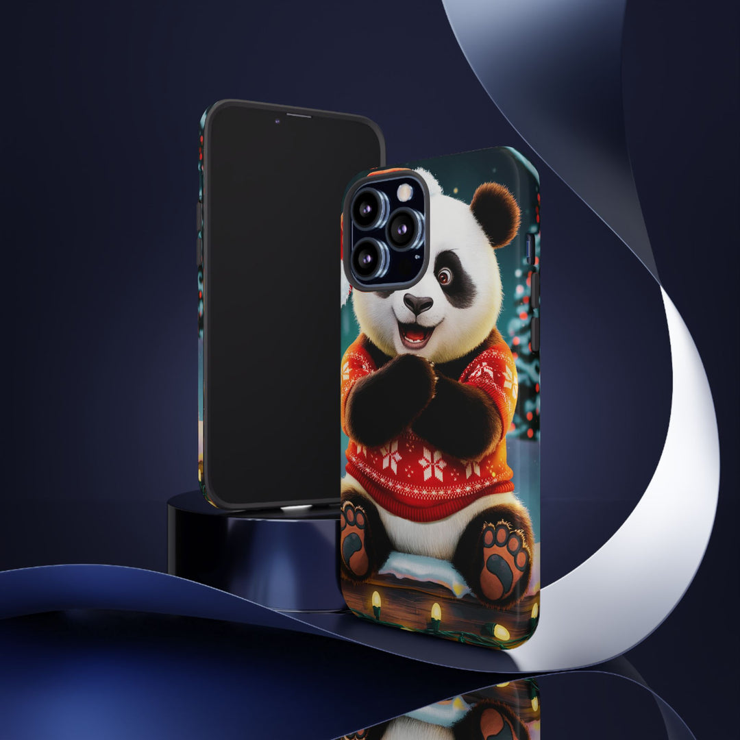 Phone Case - Festive Christmas Panda in Sweater Phone Case Printify