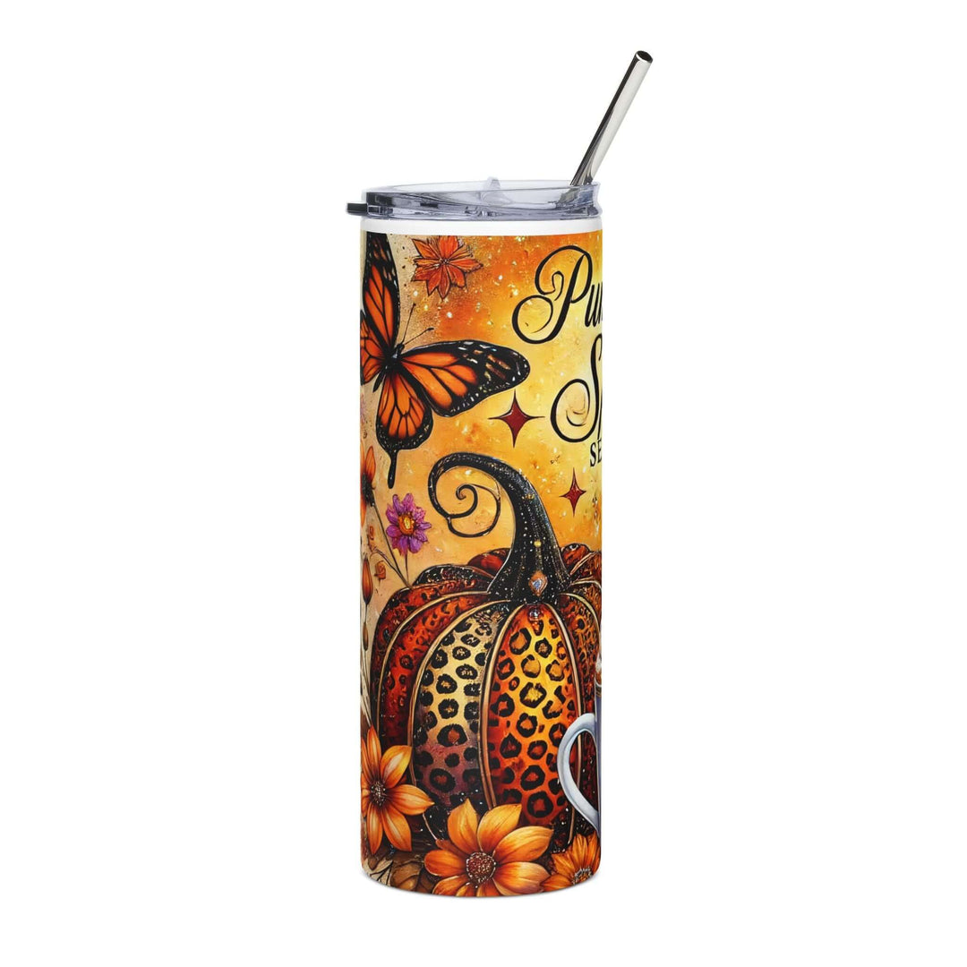Stainless Steel Tumbler - Autumn Pumpkin Spice Latte Design Mug Printify