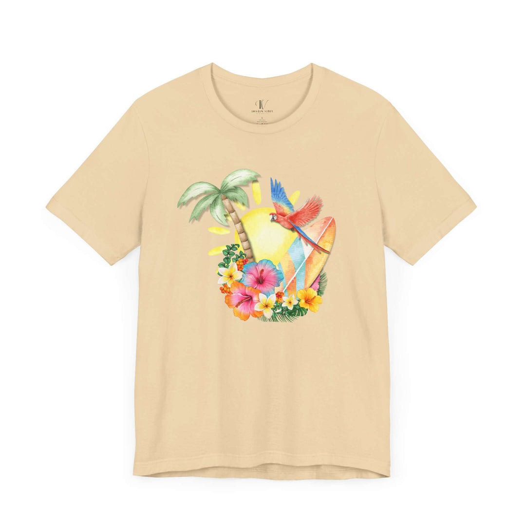 Dreamy Watercolor Tropical Paradise Unisex Tee T-Shirt Printify Soft Cream XS