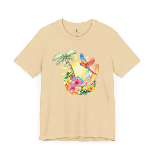 Dreamy Watercolor Tropical Paradise Unisex Tee T-Shirt Printify Soft Cream XS