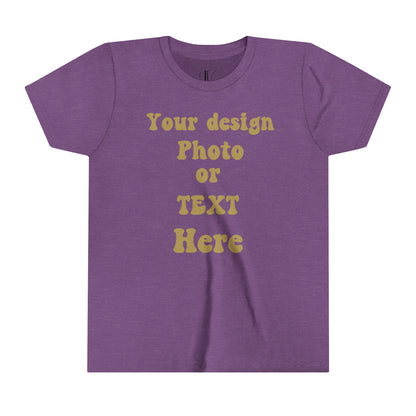 Youth Short Sleeve Tee - Personalized with Your Photo, Text, and Design Kids clothes Heather Team Purple S 