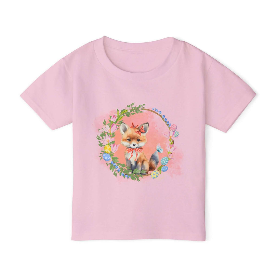 Toddler T-shirt Fox Easter Floral Wreath Kids clothes Printify Light Pink 2T