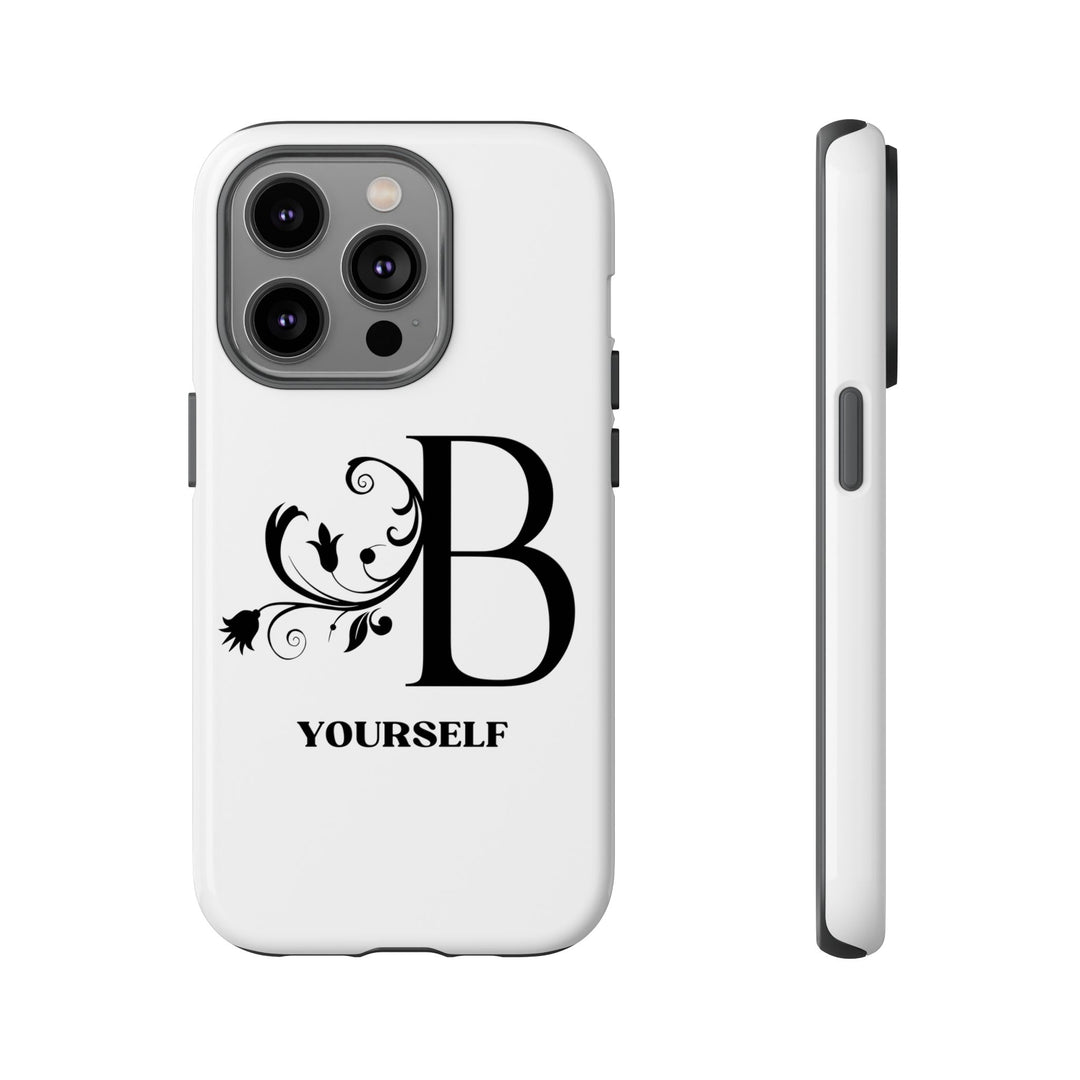 Floral Initial Tough Case - Be Yourself Phone Cover Phone Case Printify iPhone 14 Pro Glossy