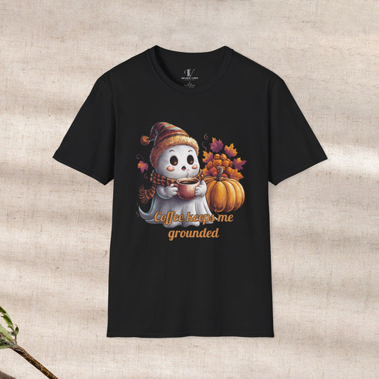 Ghostly Brew: Coffee Keeps Me Grounded T-Shirt