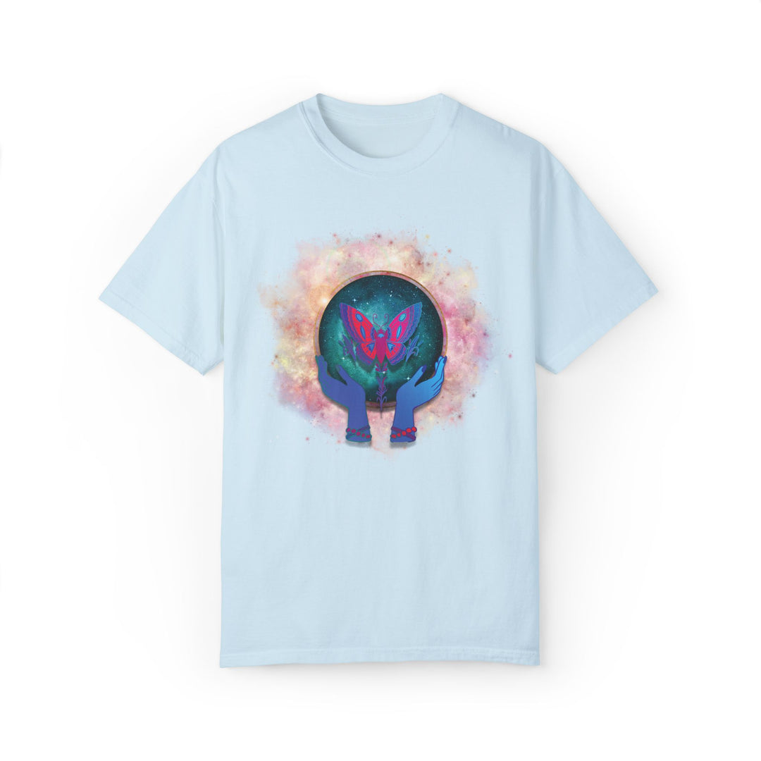 Mystical T-shirt with Cosmic Butterfly T-Shirt Printify Chambray S