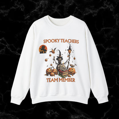 Spooky Teachers Sweatshirt - Embrace Feral Halloween Fun with this Halloween Spooky Sweatshirt for a Hauntingly Stylish Look Sweatshirt S White 