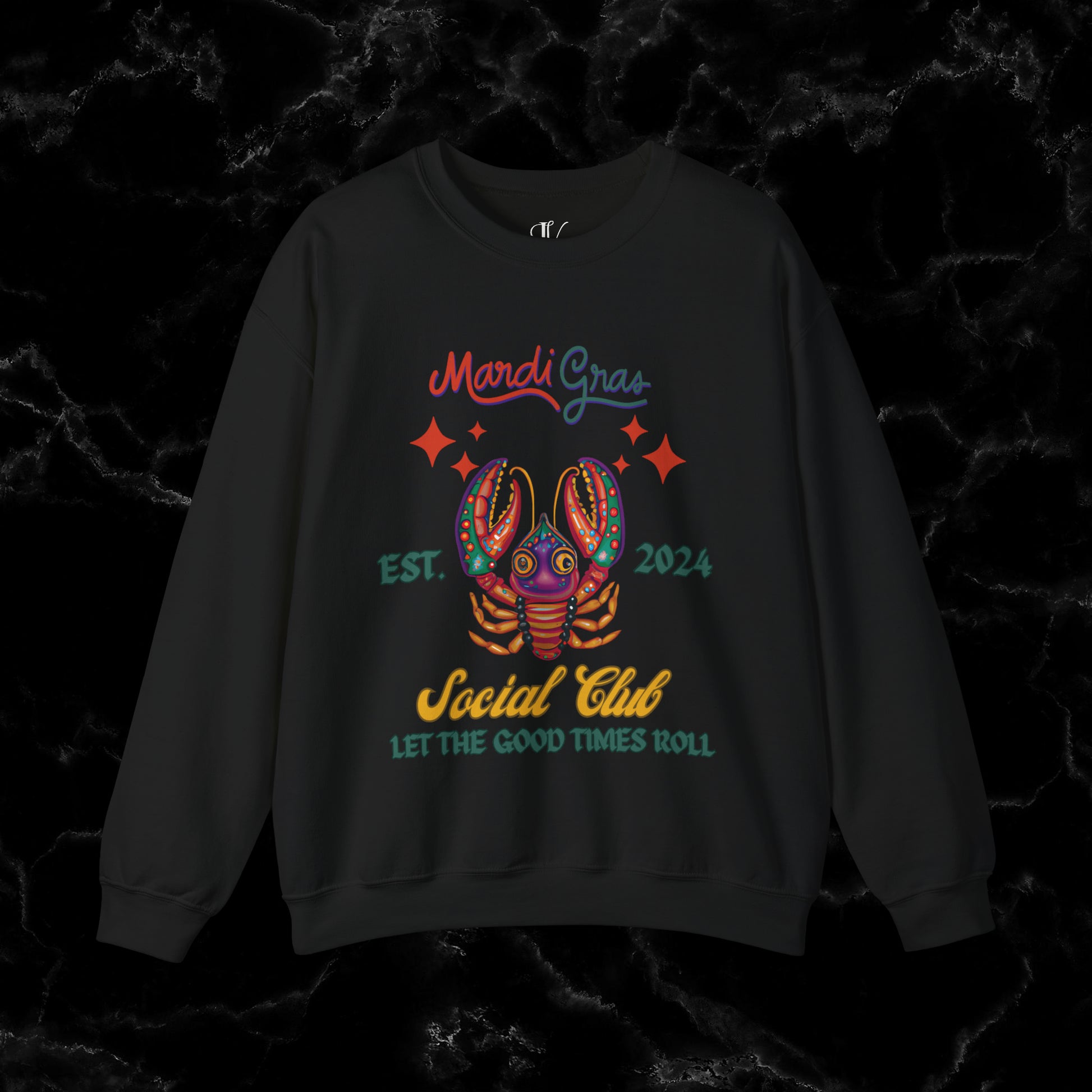Mardi Gras Sweatshirt Women - NOLA Luxury Bachelorette Sweater, Unique Fat Tuesday Shirt, Louisiana Girls Trip Sweater, Mardi Gras Social Club Style Sweatshirt S Black 