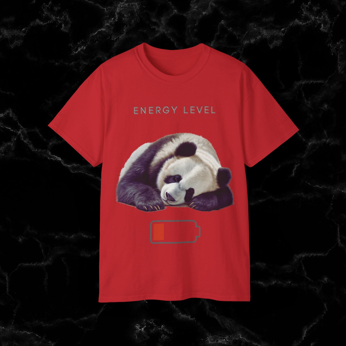 Nap Time Panda Unisex Funny Tee - Hilarious Panda Nap Design - Energy Level T-Shirt Red L 