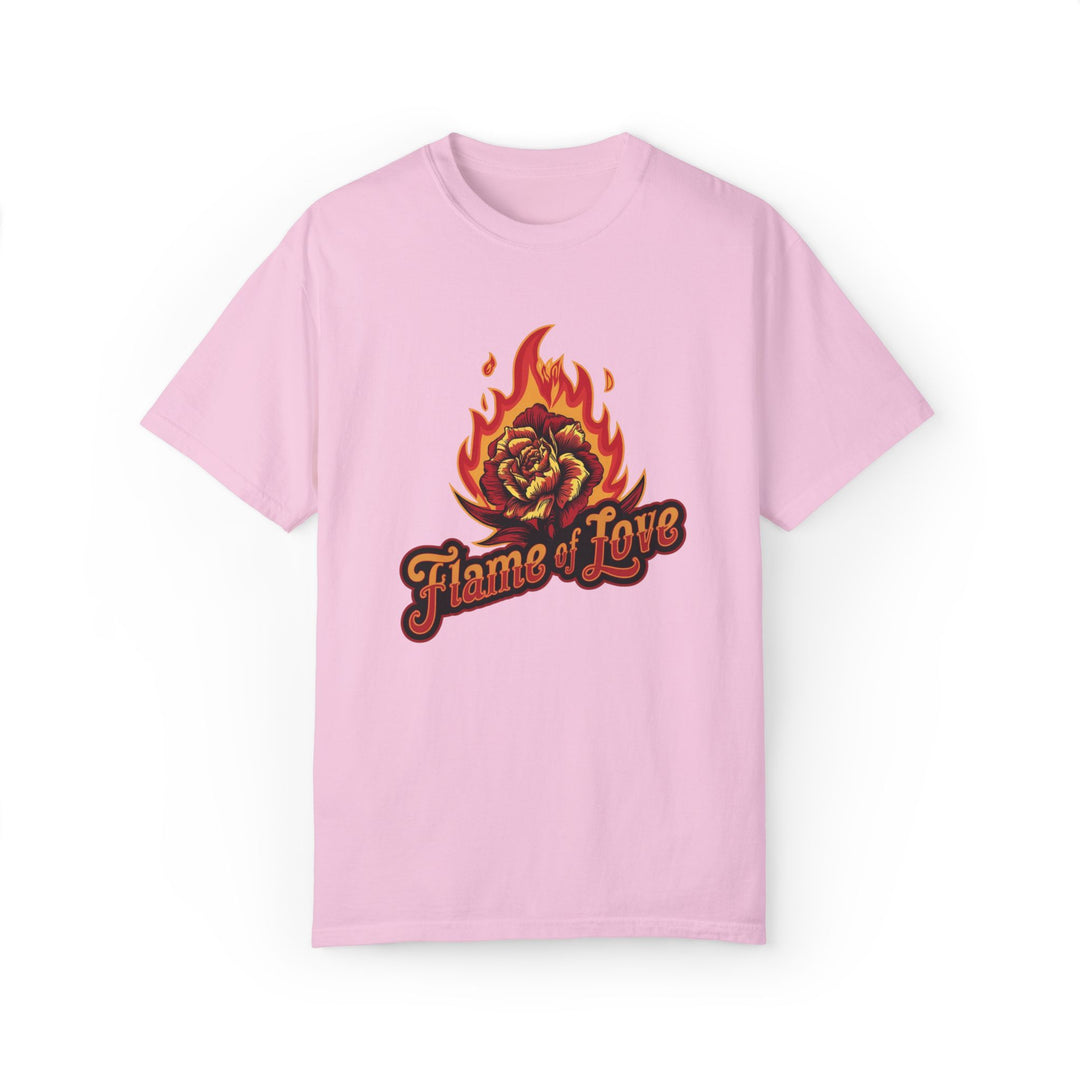 Flame of Love Unisex T-shirt with Rose T-Shirt Printify Blossom S