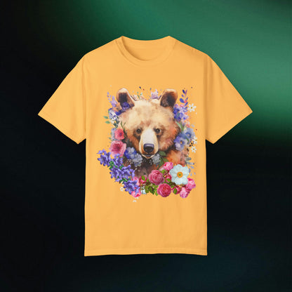 Floral Bear Shirt, Bear Shirt, Floral Bear Tee, Flower Bear Shirt, Animal Lover Tee, Bear Shirt, Bear Lover Gift, Wildlife Animals Tee T-Shirt Citrus S 