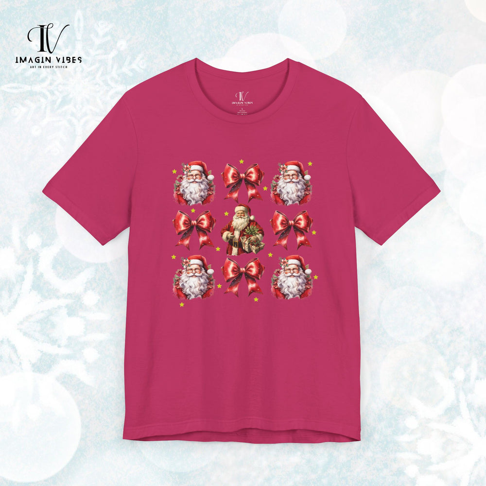 Coquette Bow Santa Christmas T-Shirt