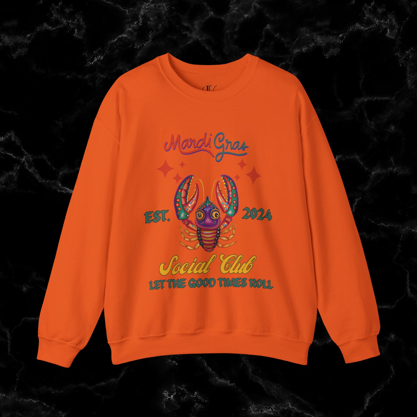 Mardi Gras Sweatshirt Women - NOLA Luxury Bachelorette Sweater, Unique Fat Tuesday Shirt, Louisiana Girls Trip Sweater, Mardi Gras Social Club Style Sweatshirt S Orange 