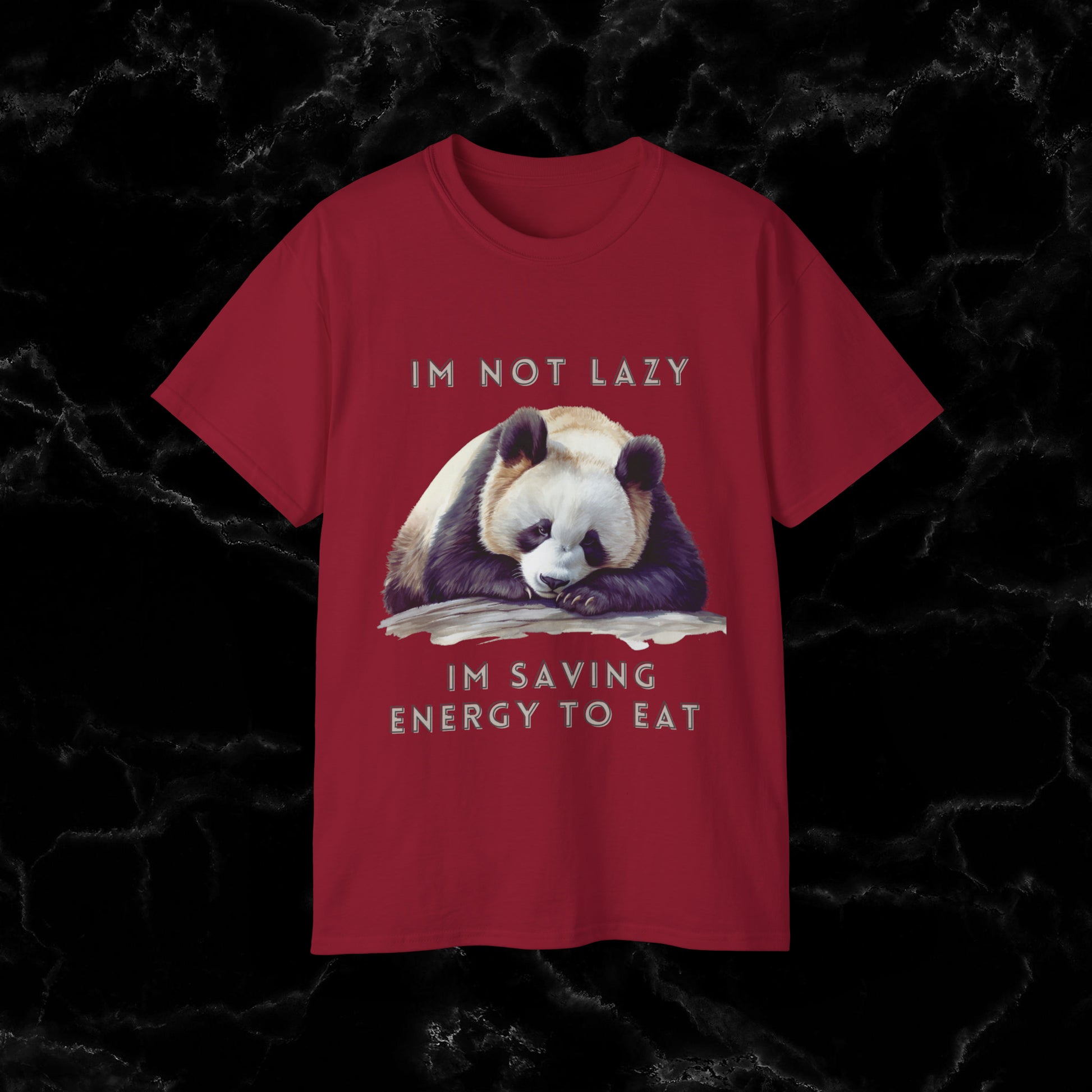 Nap Time Panda Unisex Funny Tee - Hilarious Panda Nap Design - I'm Not Lazy, I'm Saving Energy to Eat T-Shirt Cardinal Red S 
